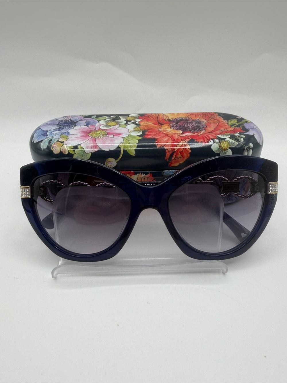 Brighton Meridian Adagio Blue Framed Cat Eyes with Silver Interlock Chain
